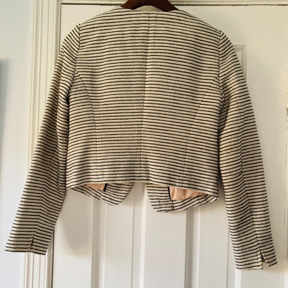 Ann Taylor LOFT Cropped Tweed Blazer Jacket Black White Size 4 - Picture 6 of 11